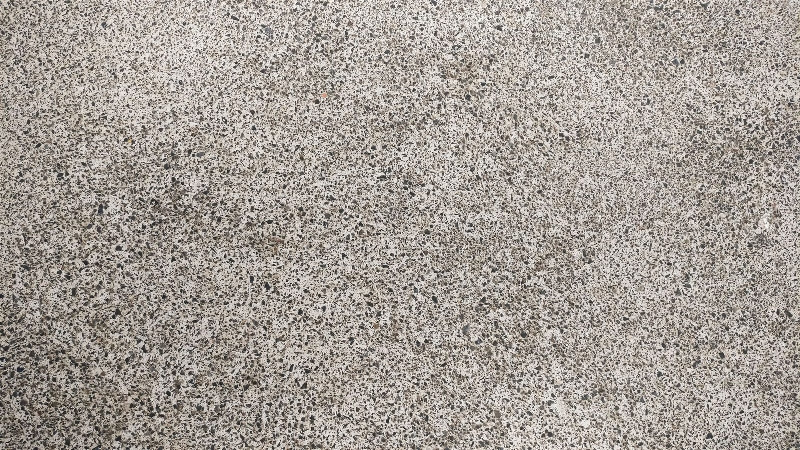 Close-up of a grey and white speckled flake floor finish