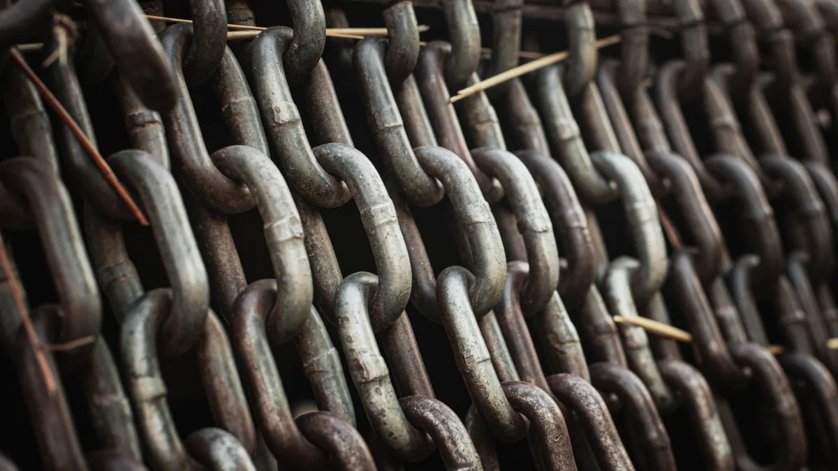 Close-up of heavy steel chain links
