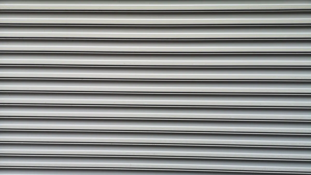 Close-up of horizontal metal door slats